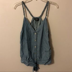 Bebe Chambray Deep-V Tank